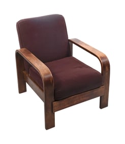 ART DECO STYLE LOUNGE CHAIR BY COANT BALL Circa 1940s Back height 34". Seat height 16".