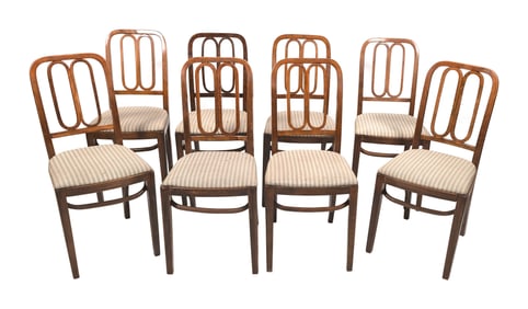 EIGHT THONET BENTWOOD DINING CHAIRS IN THE STYLE OF JACOB & JOSEPH KOHN Frankenberg, Germany, Circa