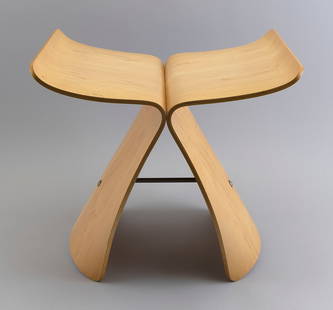 SORI YANAGI FOR VITRA BUTTERFLY STOOL Circa 1954 Height 15.25". Width 17". Depth 12".: SORI YANAGI FOR VITRA BUTTERFLY STOOLCirca 1954Pressed plywood with brass fittings.Height 15.25". Width 17". Depth 12". Provenance:The Collection of Rodolfo Machado and Jorge Silvetti.