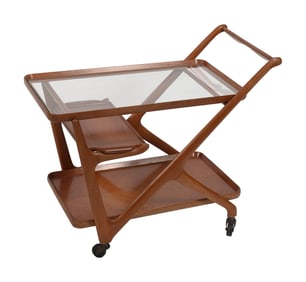 CESARE LACCA FOR CASSINA SERVING TROLLEY Circa 1950s Height 28.5". Length 33.5". Width 15.25".