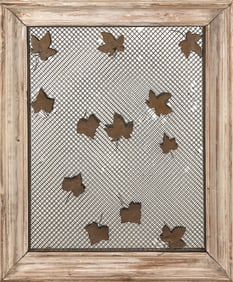 WIREWORK APPLIQUE MIRROR France, Circa 1940s Height 39". Width 33".