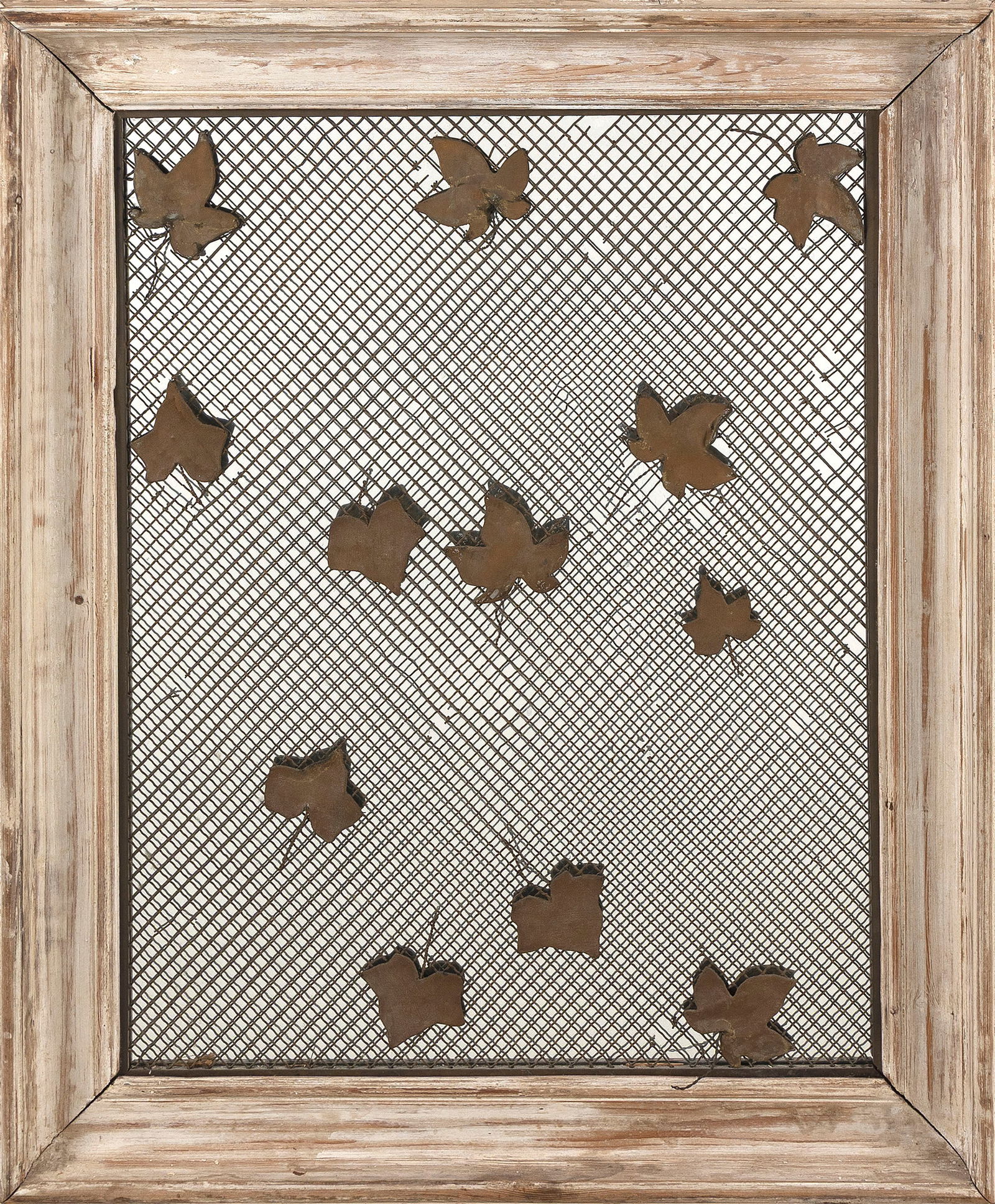 WIREWORK APPLIQUE MIRROR France, Circa 1940s Height 39". Width 33". (1 of 1)