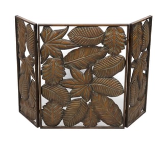 ART DECO COPPER FIREPLACE SCREEN First Half of the 20th Century Height 32". Length fully extended