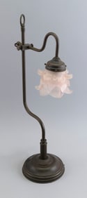 ART NOUVEAU BRONZED METAL DESK LAMP France, Early 20th Century Height 22".
