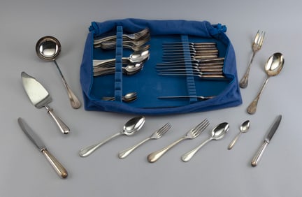 CHRISTOFLE "ALBI" SILVER PLATED FLATWARE SERVICE FOR EIGHT France, 20th Century