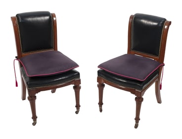 TWO REGENCY DINING CHAIRS ATTRIBUTED TO JEAN SELME FOR MAISON JANSEN Late 19th Century Back heights