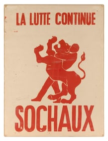 POSTER FROM MAY 68 PARIS UPRISINGS Circa 1968 30.5" x 23". Shrink-wrapped on cardboard.