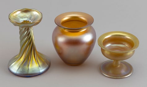 THREE PIECES OF ART GLASS Early 20th Century