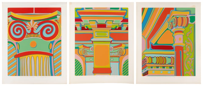 CLAYTON POND (America, 1941-), Three (of seven) works from the "Capital Ideas" suite, 1974.,