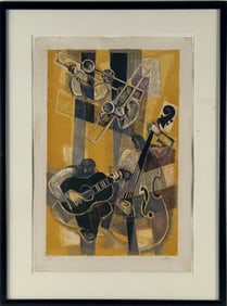 GEORGES DAYEZ (France, 1907-1991), Musicians., Lithograph on paper, 22" x 15". Framed 29" x 22".