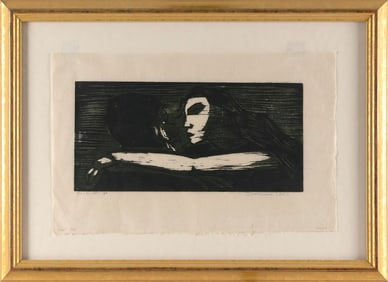 WERNER DREWES (New York/Missouri, 1899-1985), "Mann und Frau"., Woodcut on paper, 12" x 19.5".