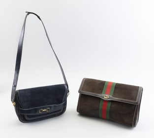 TWO GUCCI SUEDE AND LEATHER BAGS