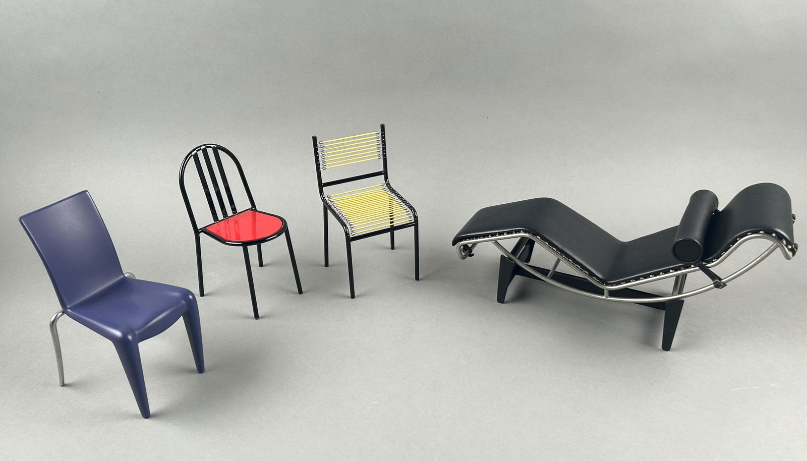 FOUR VITRA DESIGN MUSEUM MINIATURE CHAIRS BY FRENCH DESIGNERS 20th Century Heights from 4.25" to (1 of 3)