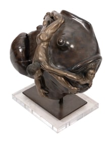 JEROME SOBLE (America, 20th Century), "Poseidon and Amphitrite"., Bronze on acrylic base, height