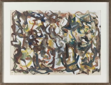 JOHN STEPHAN (Illinois, 1906-1994), Abstract in muted tones., Watercolor and gouache on paper,