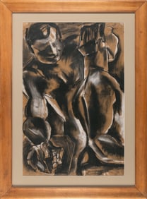 RUDOLPH WEISENBORN (Illinois/Colorado, 1881-1974), Figural abstract., Charcoal on paper, 35" x 23"