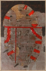 GUSTAVO FOPPIANI (Italy, 1925-1986), Modernist abstract., Mixed media on board, 43.5" x 27.5".
