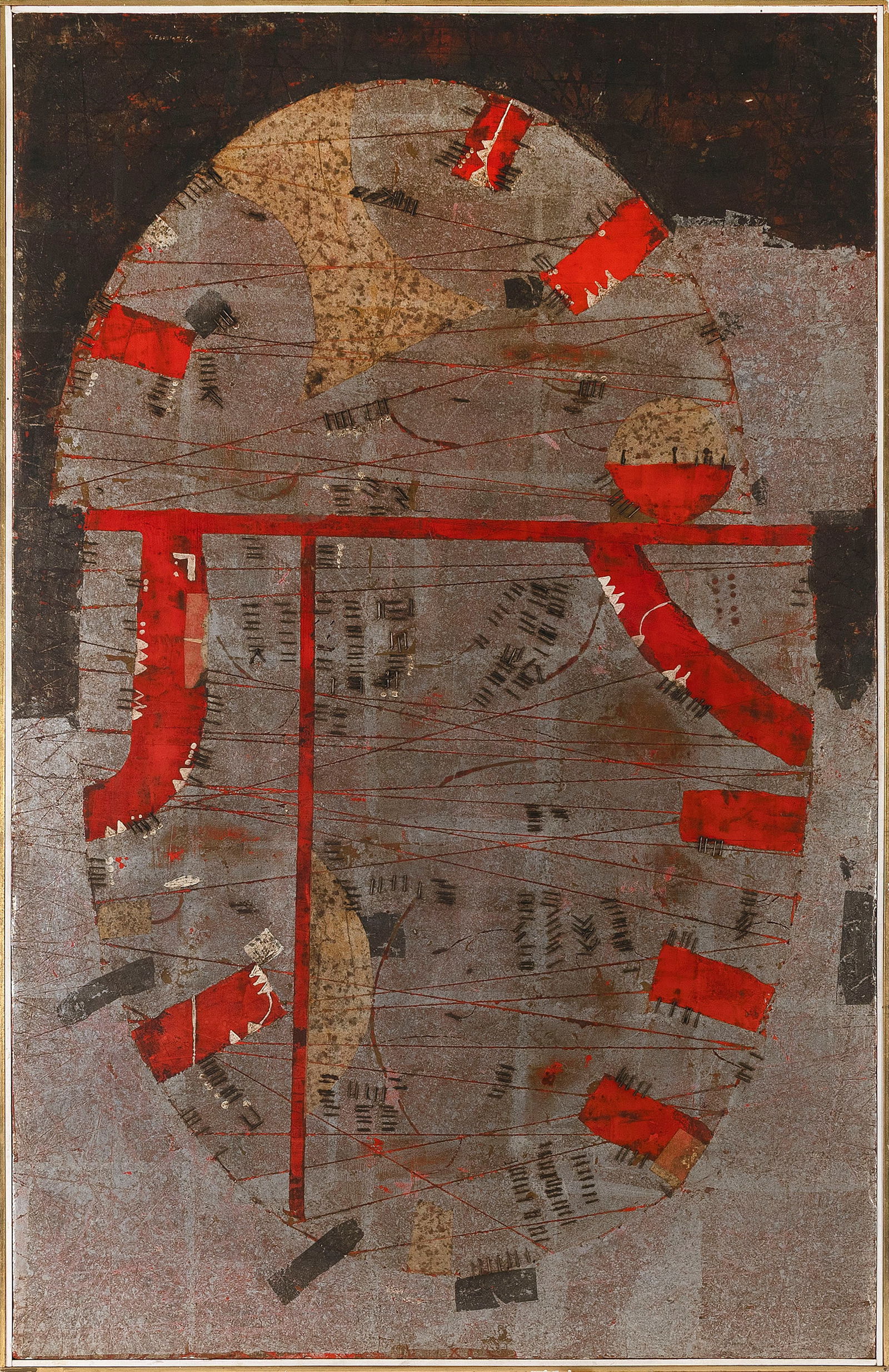 GUSTAVO FOPPIANI (Italy, 1925-1986), Modernist abstract., Mixed media on board, 43.5" x 27.5". (1 of 2)