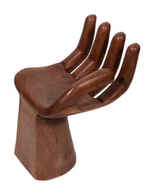 WOOD HAND CHAIR IN THE STYLE OF PEDRO FRIEDEBERG Late 20th Century Height 26.5".