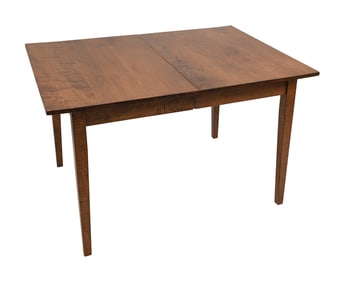 ASHER BENJAMIN STUDIO TIGER MAPLE DINING TABLE WITH CUSTOM BIRCH LEAF Massachusetts, Late 20th