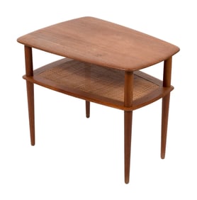 FRANCE & SON DANISH MODERN TEAK END TABLE Circa 1950s Height 23". Length 27". Width 20".