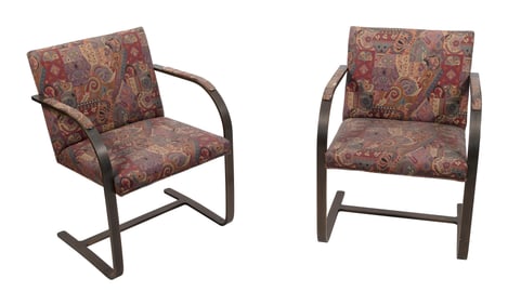 PAIR OF MIES VAN DER ROHE FOR KNOLL "BRNO-FLAT BAR" SIDE CHAIRS Circa 1960s Back heights 31". Seat