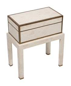 MAITLAND-SMITH TESSELATED STONE AND BRASS BOX 20th Century Height 22.5". Width 19". Depth 11".