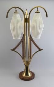 CONTEMPORARY THREE-LIGHT TABLE LAMP Mid-20th Century Height 28". Width approx. 19".