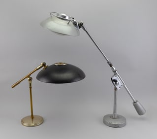 TWO DESIGNER DESK LAMPS Mid-20th Century Heights approx 20.5" and 33".