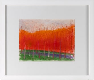 WOLF KAHN (New York/Vermont/Germany, 1927-2020), Thicket with orange sky., Pastel on paper, 7.5" x