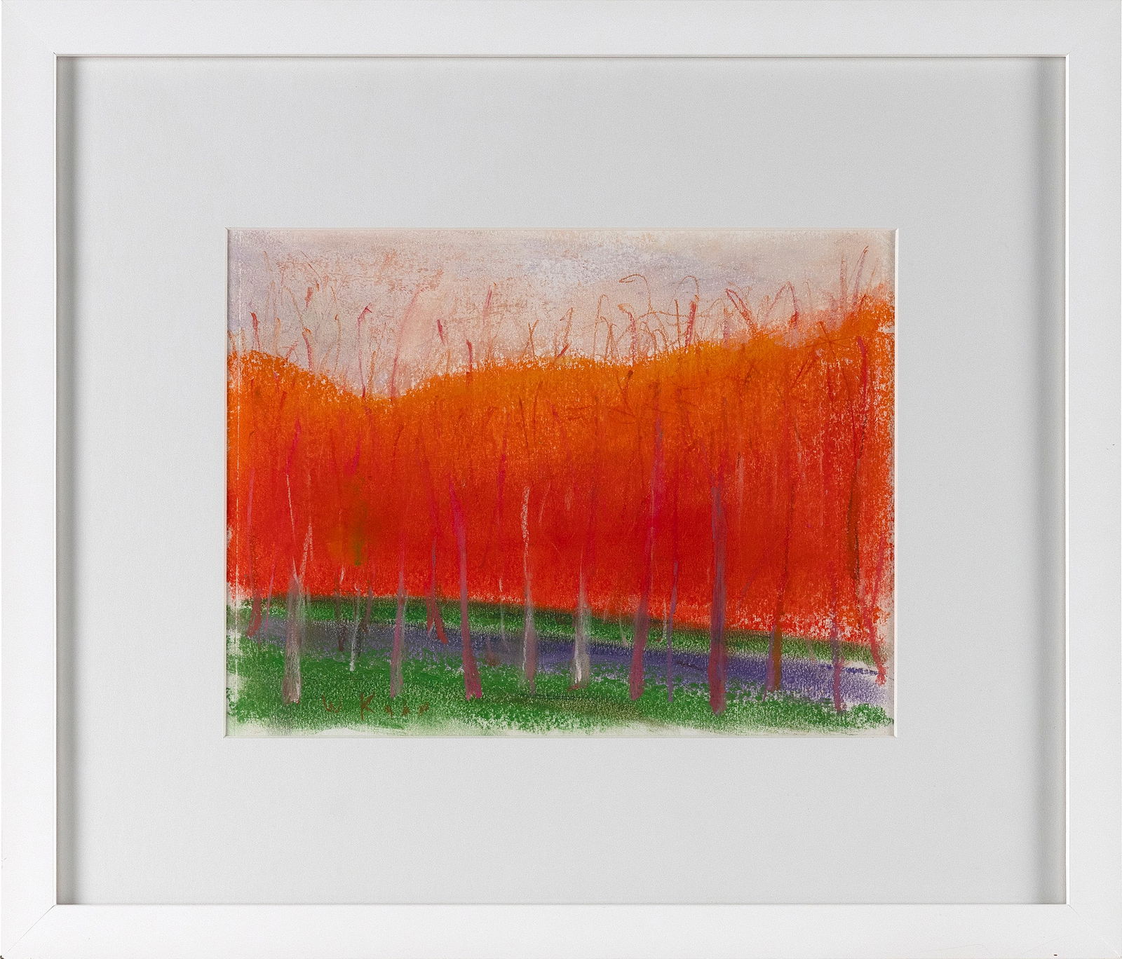 WOLF KAHN (New York/Vermont/Germany, 1927-2020), Thicket with orange sky., Pastel on paper, 7.5" x: WOLF KAHNNew York/Vermont/Germany, 1927-2020Thicket with orange sky. Signed lower left "W. Kahn".Pastel on paper, 7.5" x 10" sight. Framed 14" x 17".