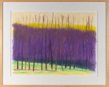WOLF KAHN (New York/Vermont/Germany, 1927-2020), Thicket with purple., Pastel on paper, 22" x 29"