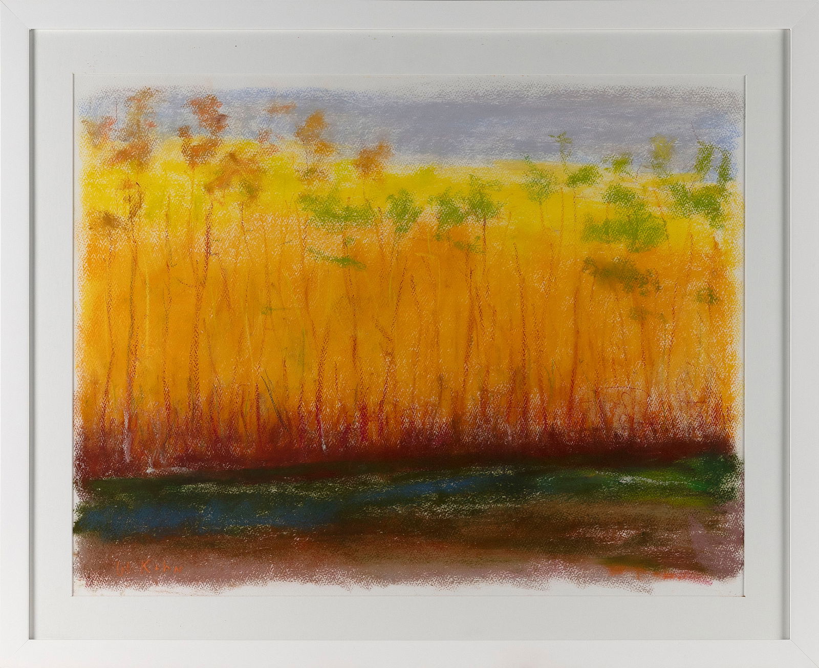 WOLF KAHN (New York/Vermont/Germany, 1927-2020), Orange, yellow and purple sky., Pastel on paper,: WOLF KAHNNew York/Vermont/Germany, 1927-2020Orange, yellow and purple sky. Signed lower left "W. Kahn".Pastel on paper, 22" x 28" sight. Framed 28" x 34".