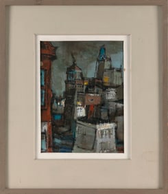 JOHN CHAPMAN LEWIS (Washington, D.C., 1920-1995), "East River River Tower #40"., Oil on board, 18" x