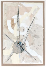 AMERICAN SCHOOL (20th Century,), Collage evoking a sunburst, Mixed media on paper, 20" x 13.5".