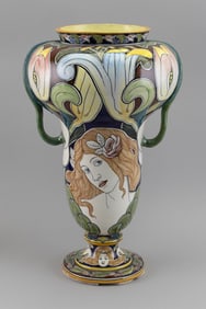 GALILEO CHINI-STYLE POTTERY VASE 20th Century Height 20".