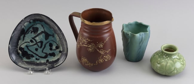 FOUR PIECES OF ART POTTERY Late 19th/20th Century Heights from 4" to 8".