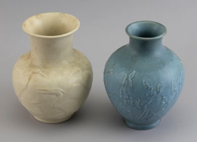 TWO ROOKWOOD POTTERY VASES Ohio, 1930s Heights 8".