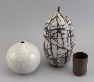 THREE STUDIO ART POTTERY VESSELS 20th/21st Century