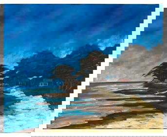 MICHAEL MCGUIRE (Massachusetts, 1953-), "Isla Cove"., Oil on canvas, 24" x 30". Unframed.