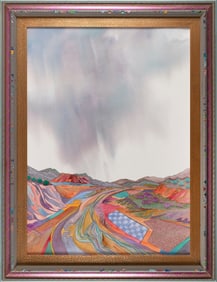 FRAN LARSEN (New Mexico/Michigan, 1937-), "Foothills in the Rain"., Watercolor and gouache on