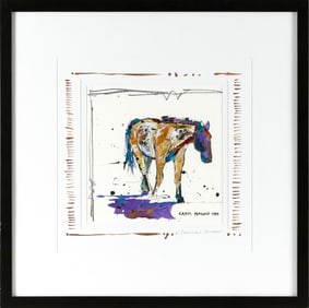 CAROL HAGAN (Montana/Nebraska, 1962-), "Cinnamon's Shadow"., Oil, watercolor and graphite pencil on