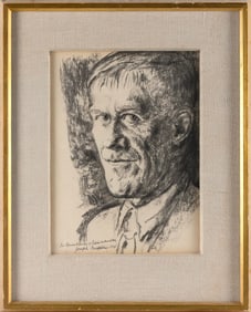 JOSEPH GROPPER (Massachusetts, 1925-1999), Portrait of a man., Charcoal on paper, 13" x 9.5" sight.