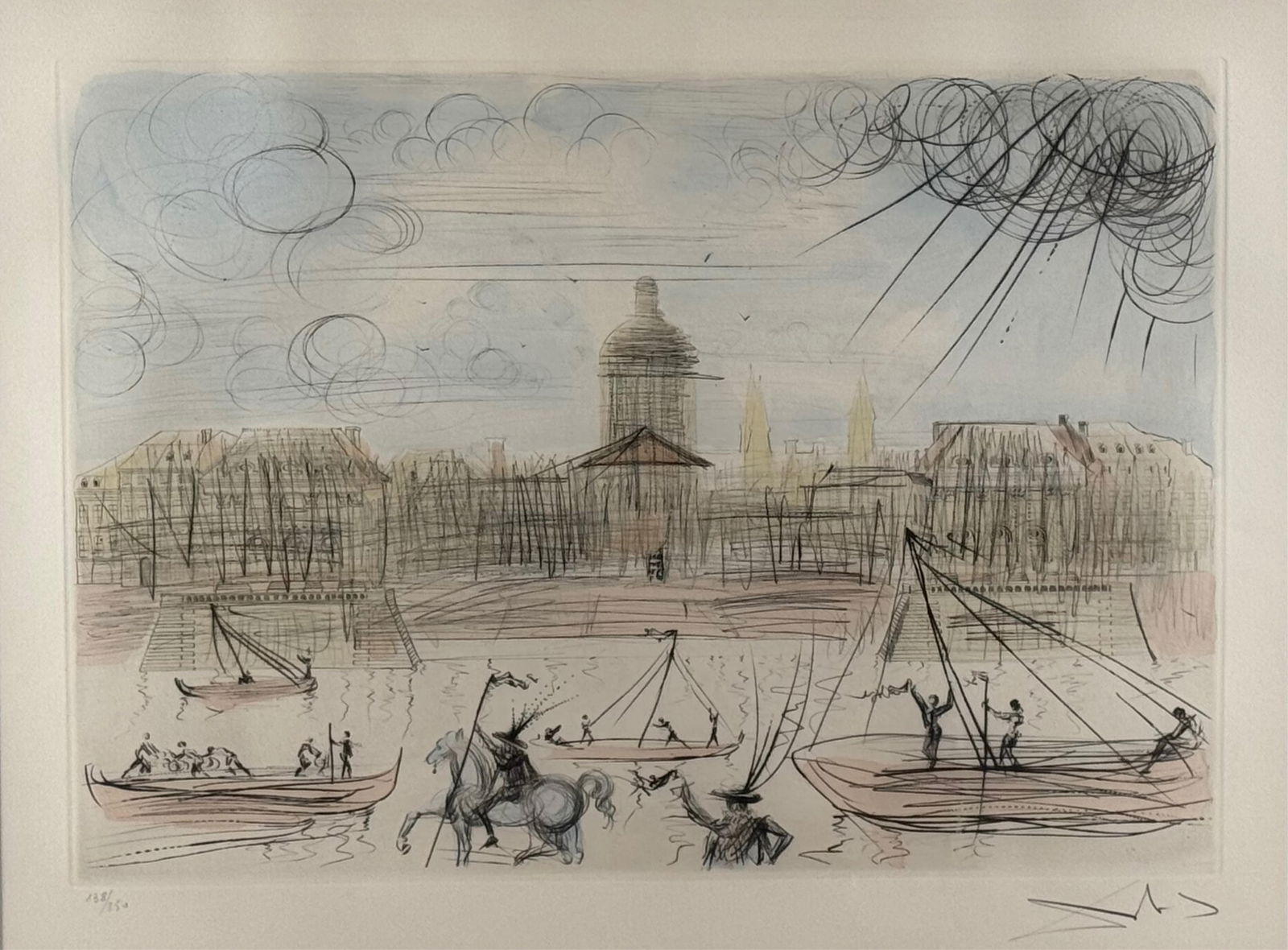 SALVADOR DALI (France/Spain, 1904-1989), "Beaux Arts"., Etching on paper, 20" x 26" sight. Framed