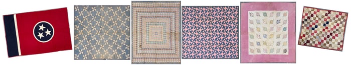 SIX QUILTS 20th Century From 21" x 18" to 66" x 81".
