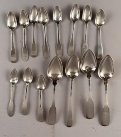 FIFTEEN PIECES EARLY AMERICAN COIN SILVER 18th and Early 19th Century Approx. 11.8 troy oz.