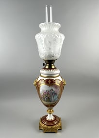 LIMOGES ORMOLU-MOUNTED PORCELAIN LAMP Mid- to Late 19th Century Porcelain height 14.5". Total height