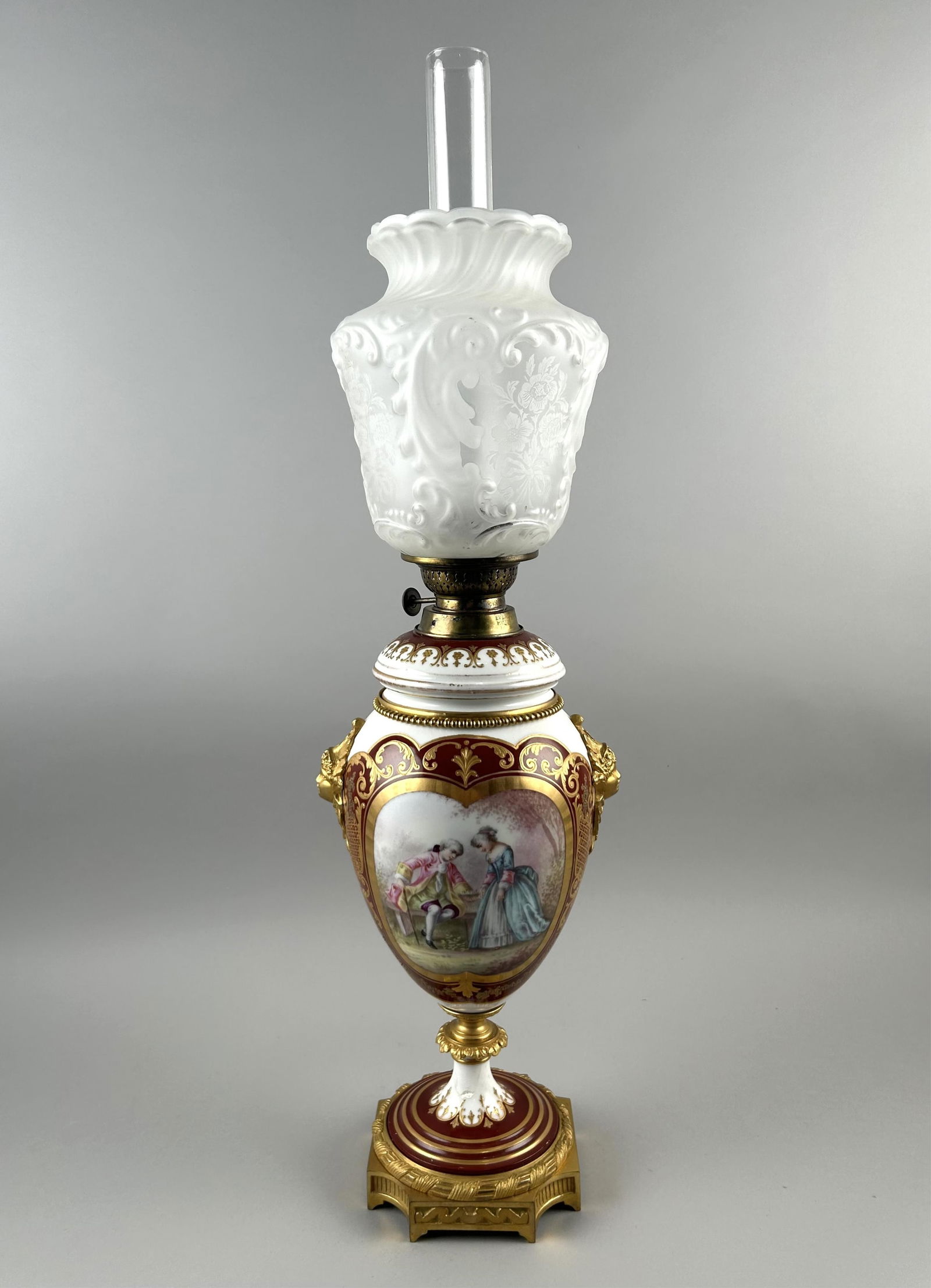 LIMOGES ORMOLU-MOUNTED PORCELAIN LAMP Mid- to Late 19th Century Porcelain height 14.5". Total height (1 of 3)