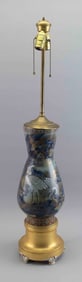 JAPANESE CERAMIC VASE MOUNTED AS A TABLE LAMP 20th Century Height 22".