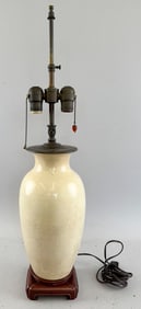 ASIAN IVORY GLAZE CERAMIC VASE MOUNTED AS A TABLE LAMP 19th/20th Century Height 29".